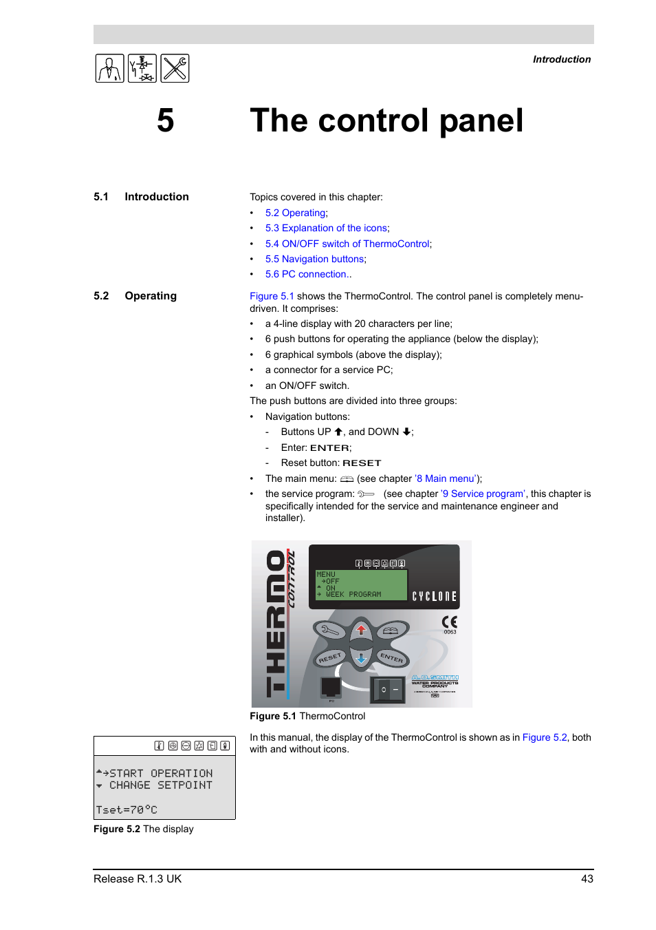 5 the control panel, 1 introduction, 2 operating | The control panel, Introduction, Operating, 5the control panel | A.O. Smith BFC - 28 User Manual | Page 43 / 96