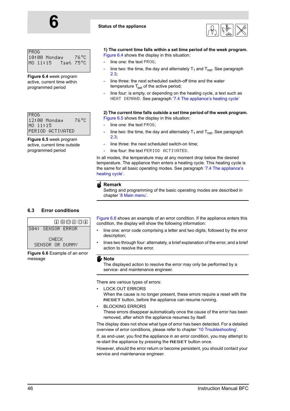 3 error conditions, Error conditions, 6gis | A.O. Smith BFC - 28 User Manual | Page 46 / 96