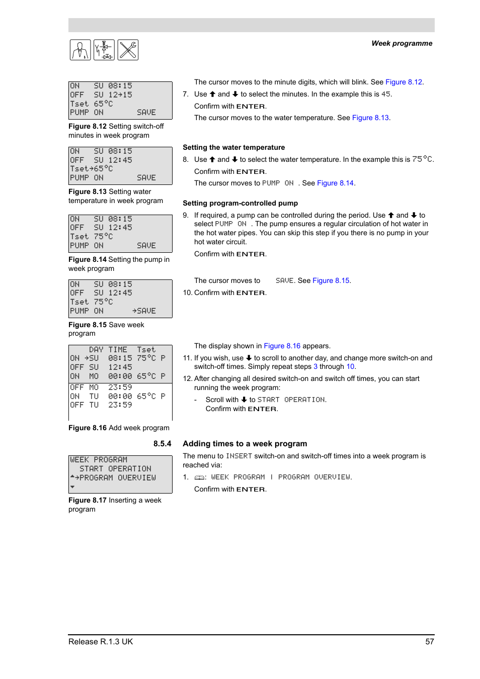 4 adding times to a week program, Adding times to a week program | A.O. Smith BFC - 28 User Manual | Page 57 / 96