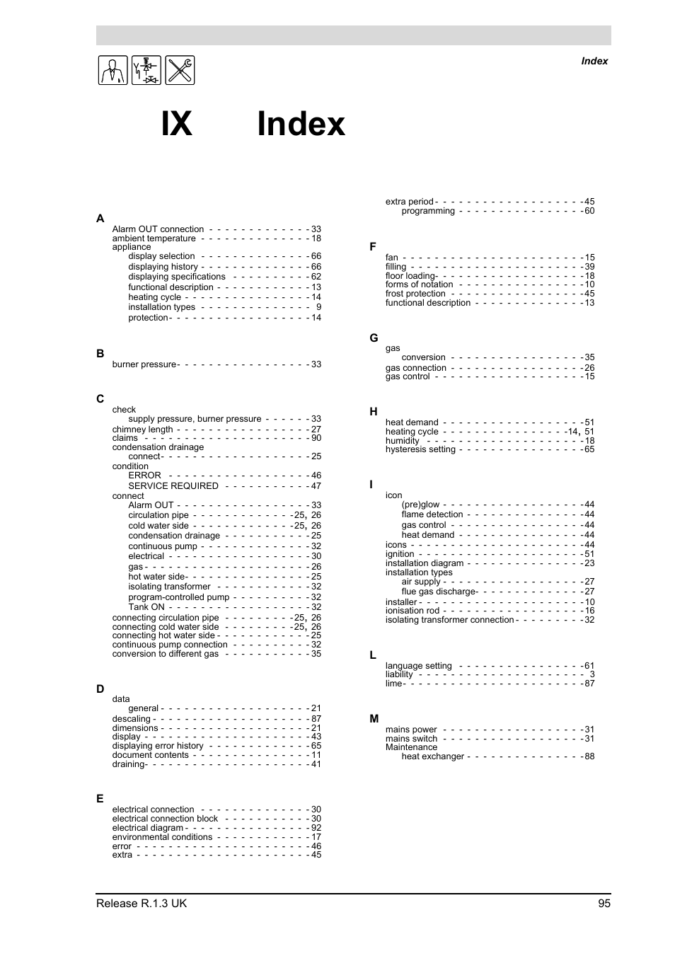 Ix index, Index | A.O. Smith BFC - 28 User Manual | Page 95 / 96