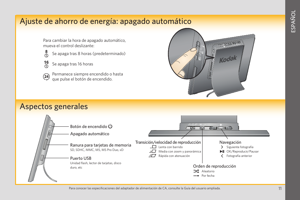 Esp añol | Kodak P85 User Manual | Page 11 / 24