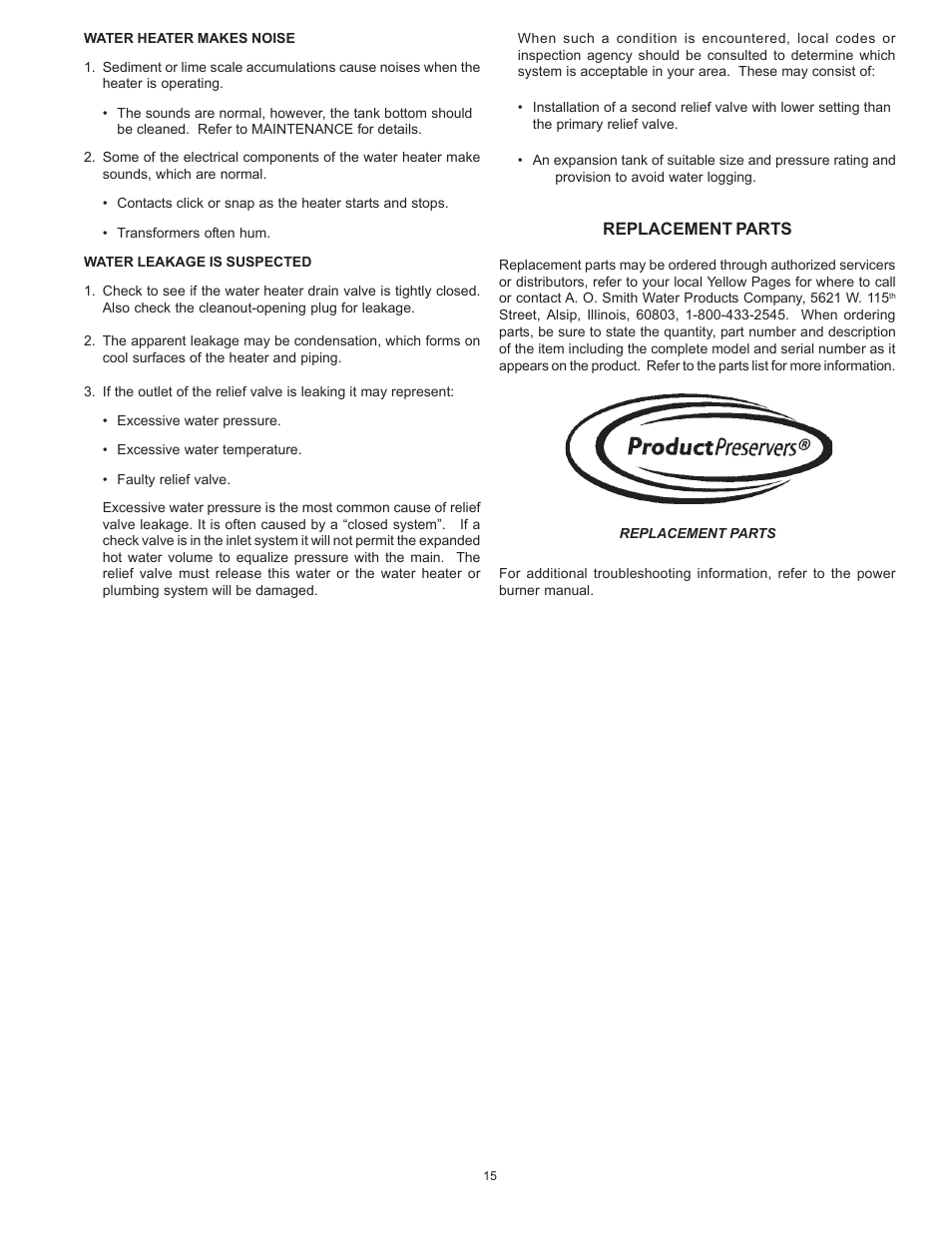 A.O. Smith COF User Manual | Page 15 / 16