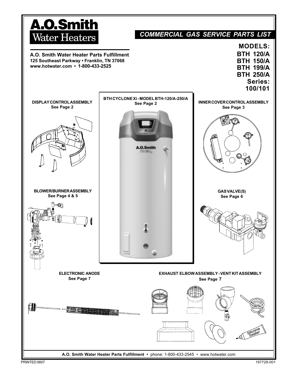 A.O. Smith BTH 250/A User Manual | 8 pages