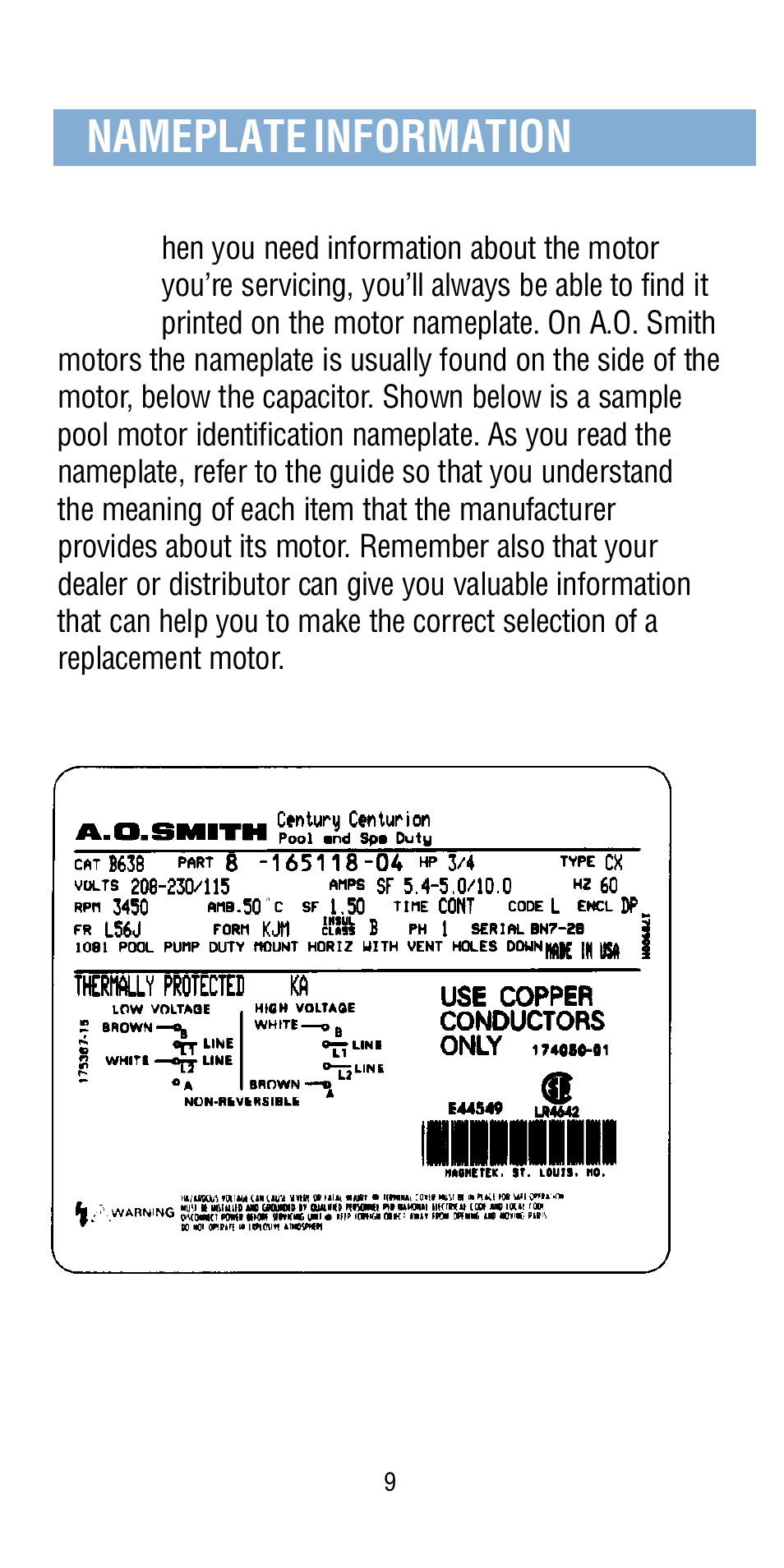 A.O. Smith Century Pool & Spa Motor User Manual | Page 10 / 59