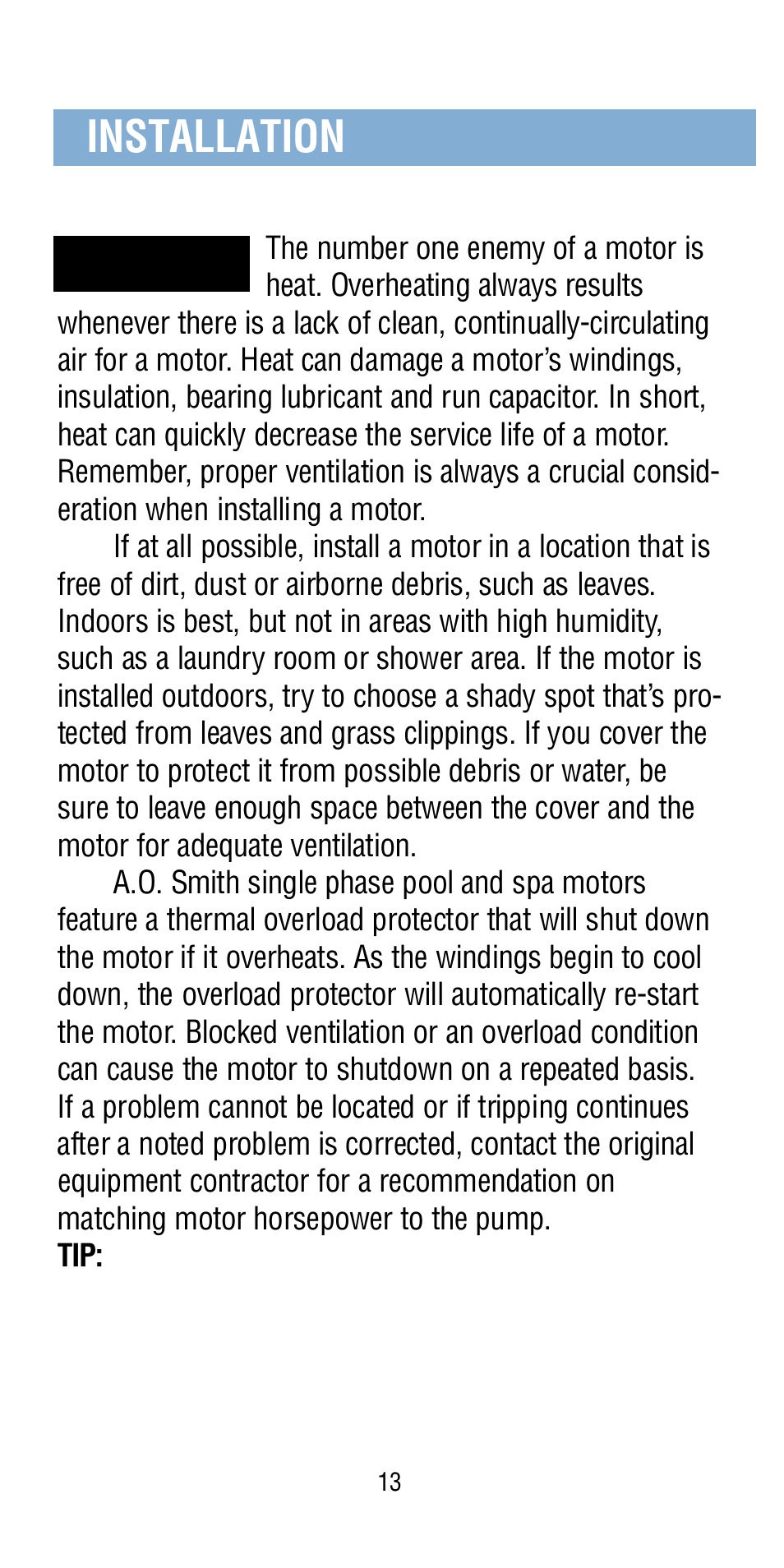 A.O. Smith Century Pool & Spa Motor User Manual | Page 14 / 59