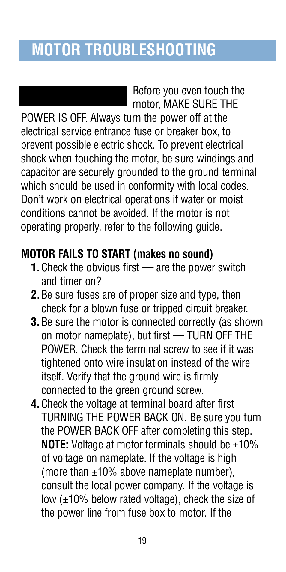 A.O. Smith Century Pool & Spa Motor User Manual | Page 20 / 59