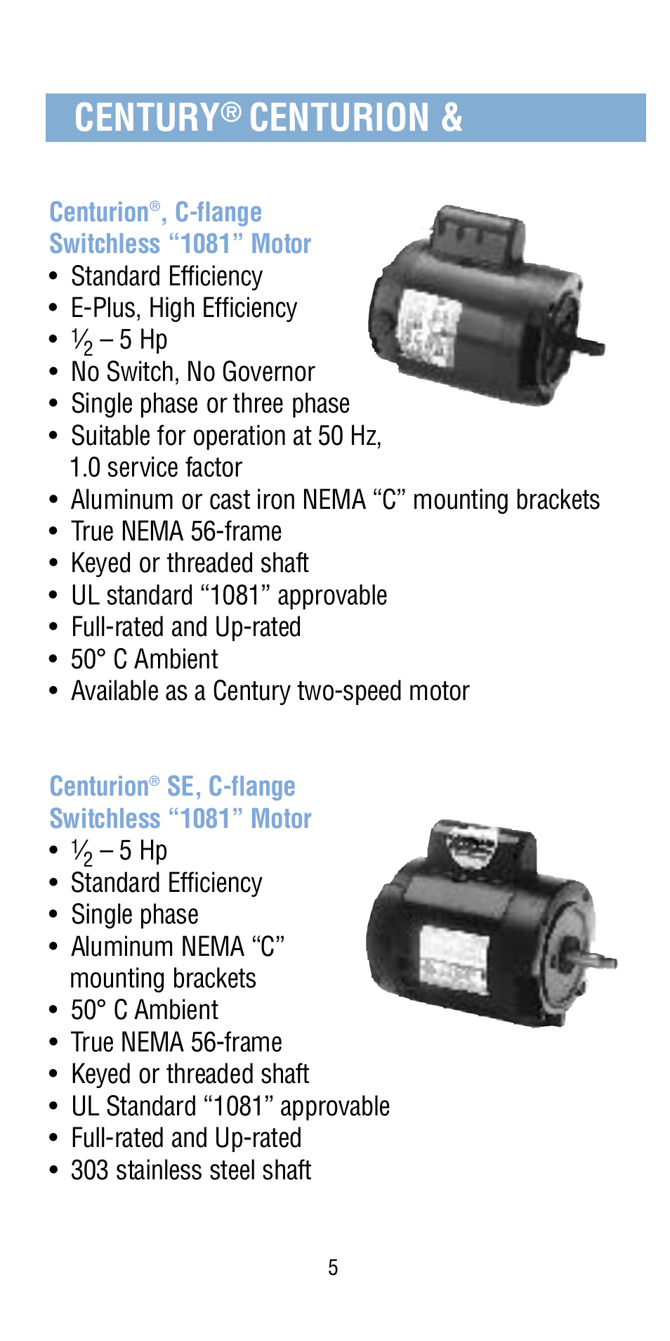 Century, Centurion | A.O. Smith Century Pool & Spa Motor User Manual | Page 6 / 59