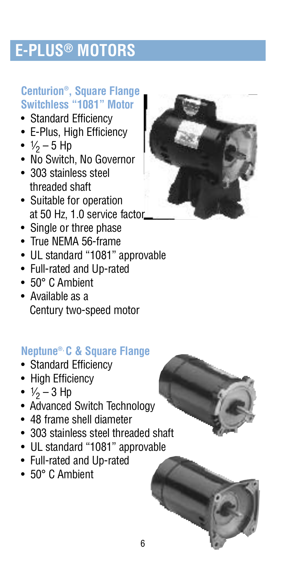 E-plus, Motors | A.O. Smith Century Pool & Spa Motor User Manual | Page 7 / 59