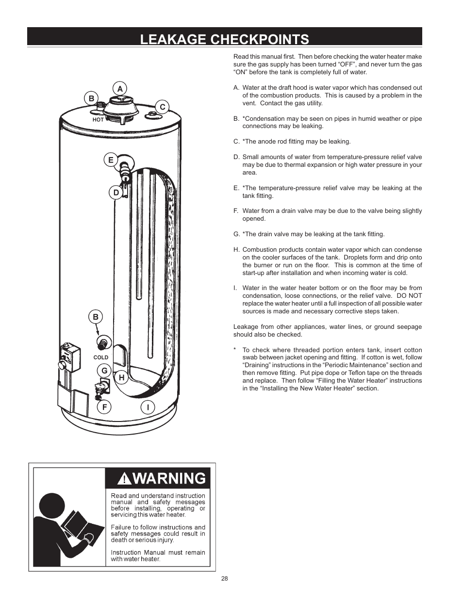 Leakage checkpoints | A.O. Smith 185874-001 User Manual | Page 28 / 32