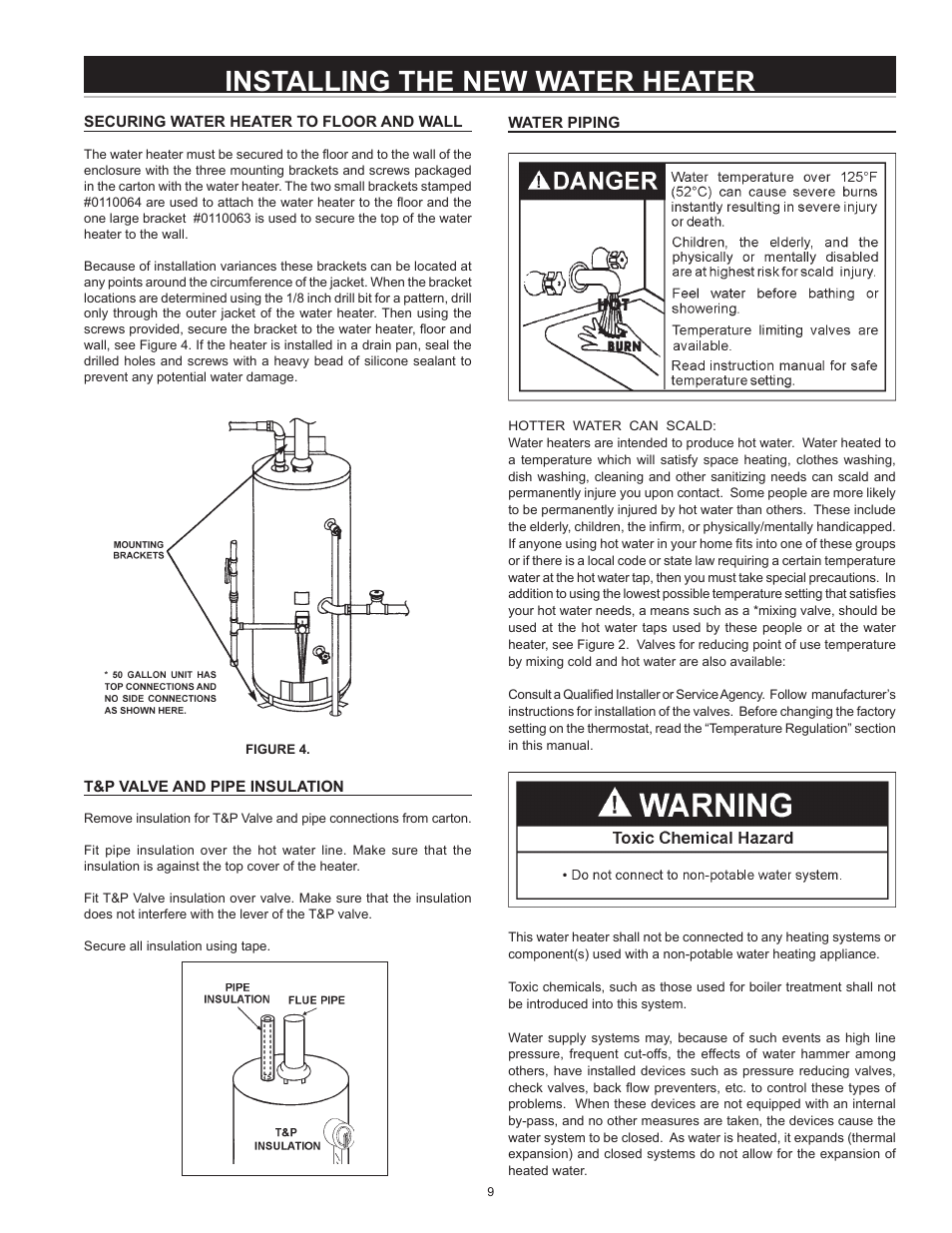 Installing the new water heater | A.O. Smith 185874-001 User Manual | Page 9 / 32