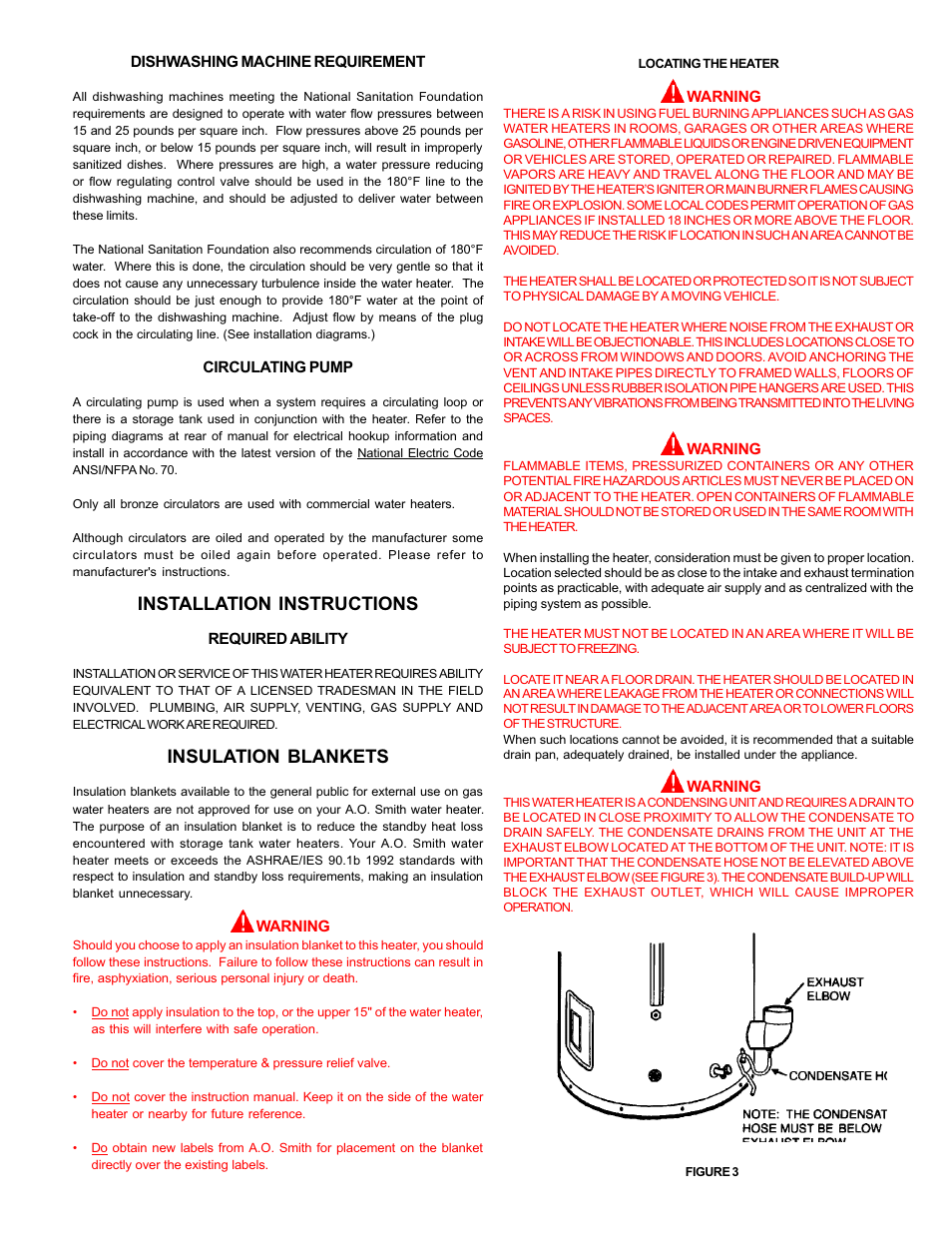 Installation instructions, Insulation blankets | A.O. Smith BTH 120 - 250 User Manual | Page 5 / 32