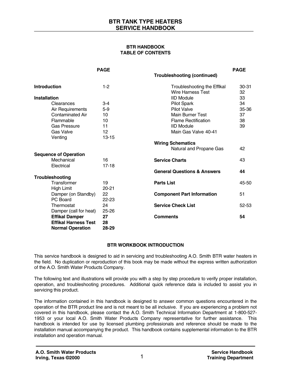 Btr handbook | A.O. Smith 120 trough 500 User Manual | Page 2 / 55