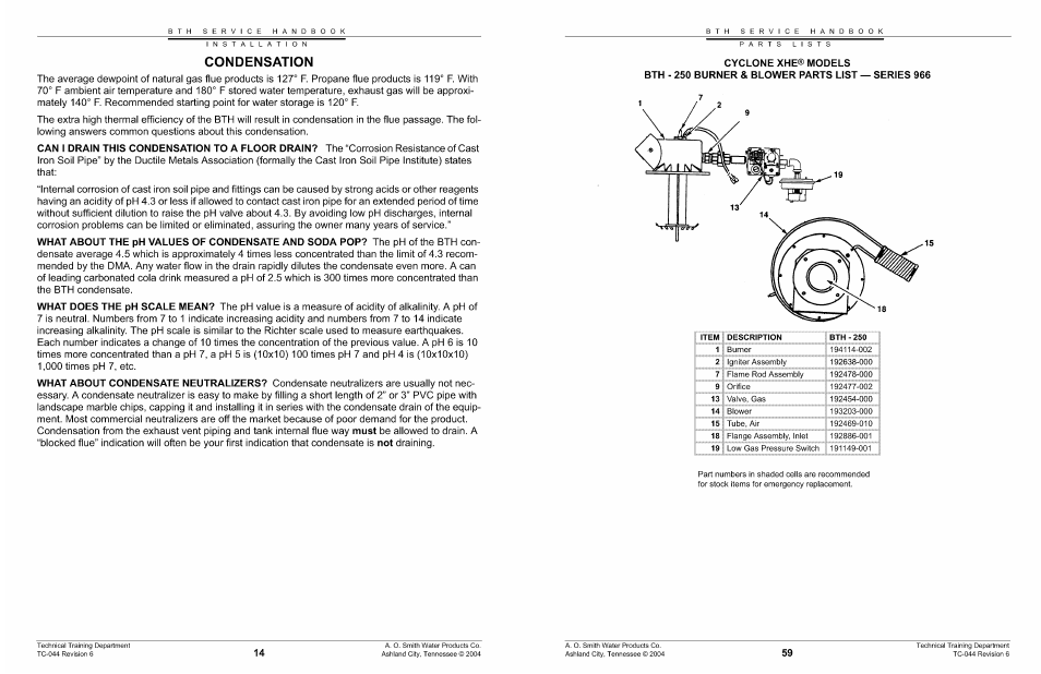 Condensation | A.O. Smith 960 through 967 User Manual | Page 15 / 74