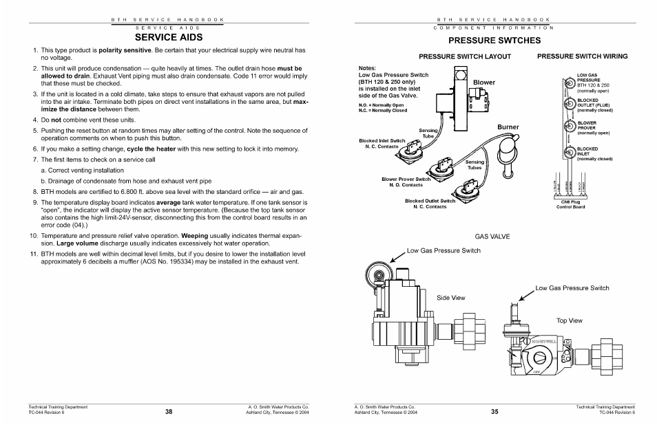 Service aids | A.O. Smith 960 through 967 User Manual | Page 39 / 74