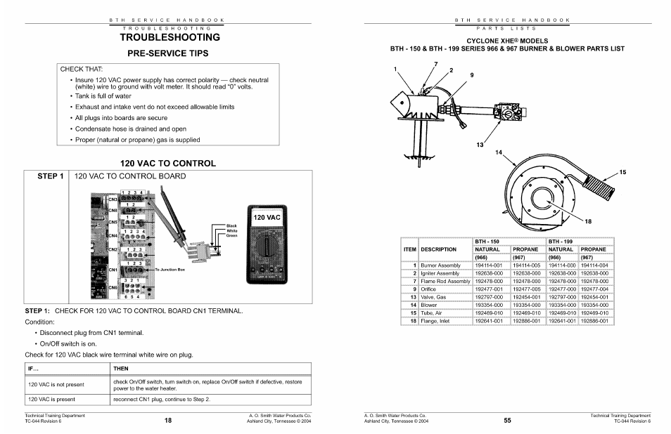 Cyclone xhe® models | A.O. Smith 960 through 967 User Manual | Page 56 / 74
