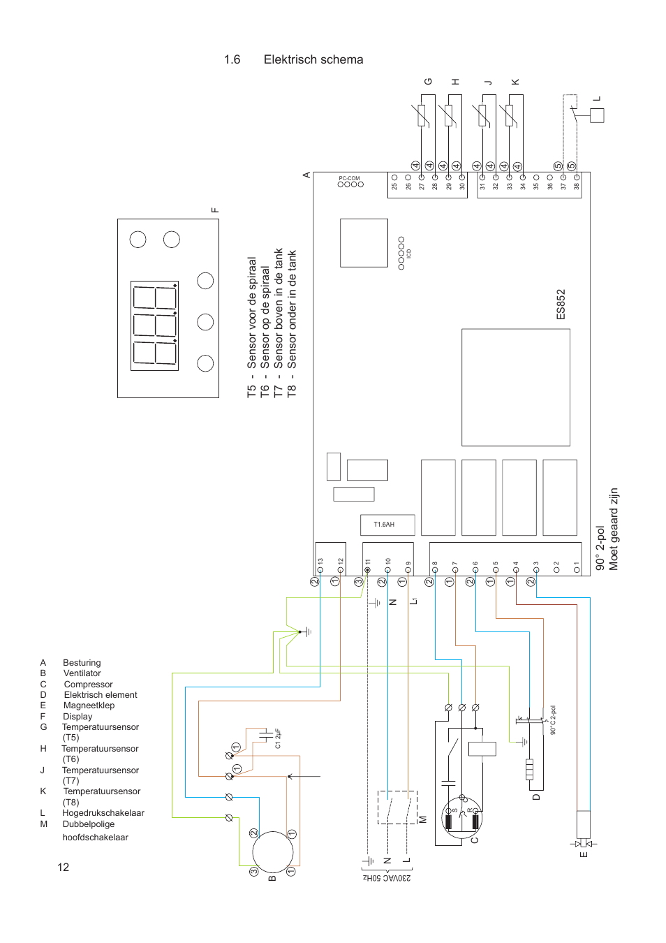 6 elektrisch schema, Es852 | A.O. Smith AHD 290 User Manual | Page 12 / 129