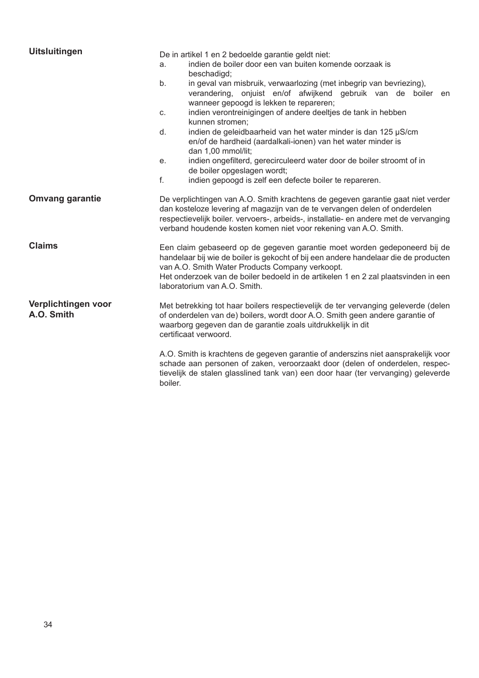 A.O. Smith AHD 290 User Manual | Page 34 / 129