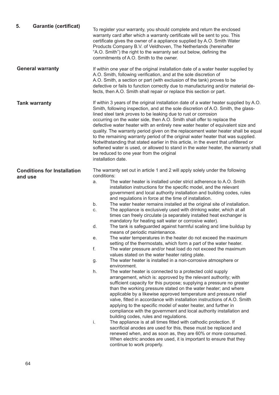 A.O. Smith AHD 290 User Manual | Page 64 / 129