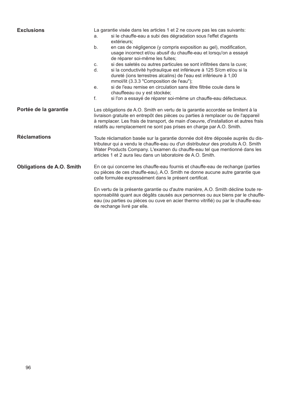 A.O. Smith AHD 290 User Manual | Page 96 / 129