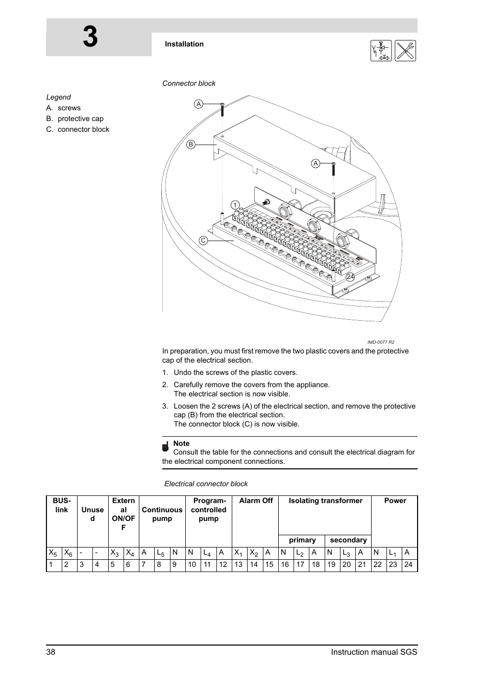 Electrical connector block") | A.O. Smith 30 User Manual | Page 38 / 114