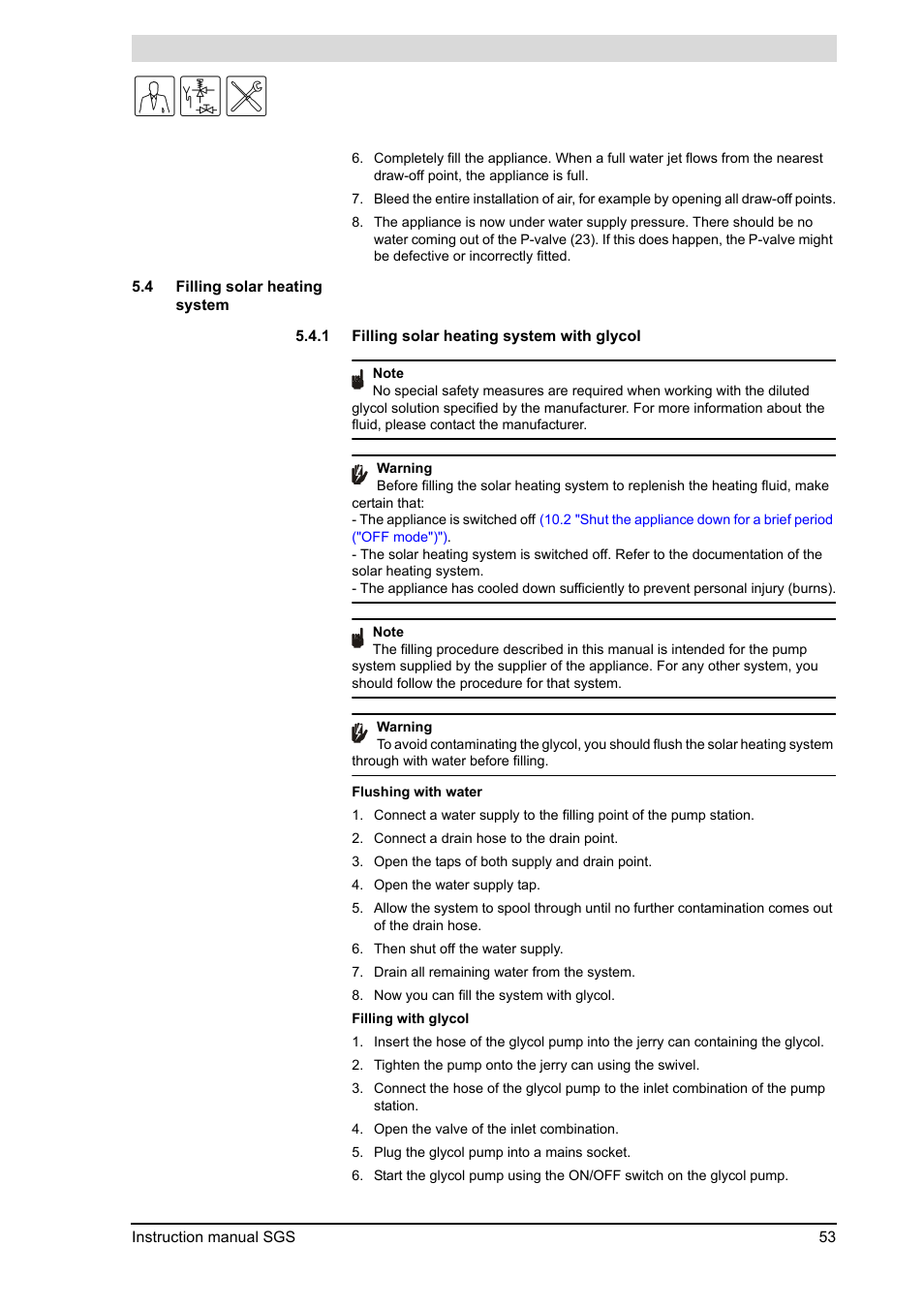 Filling solar heating system | A.O. Smith 30 User Manual | Page 53 / 114