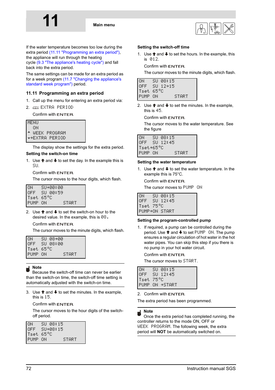 Programming an extra period, 11 gis | A.O. Smith 30 User Manual | Page 72 / 114