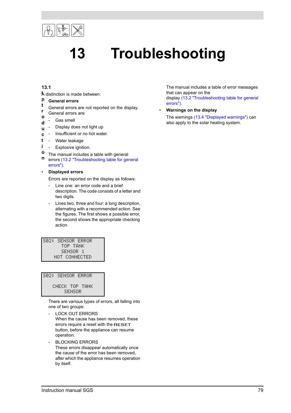 13 troubleshooting, Troubleshooting, Introduction | 13 "troubleshooting") | A.O. Smith 30 User Manual | Page 79 / 114