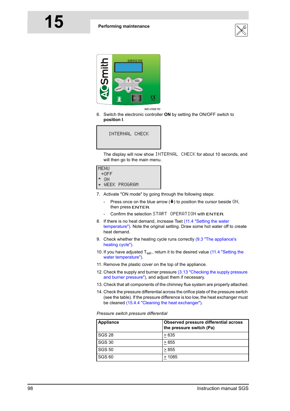 15 s | A.O. Smith 30 User Manual | Page 98 / 114