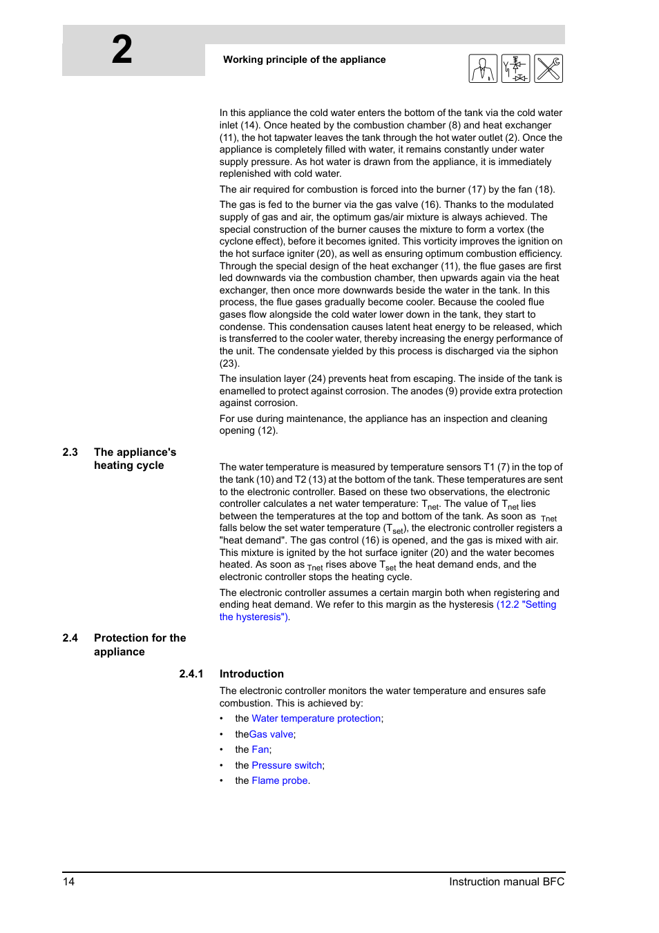 The appliance's heating cycle, Protection for the appliance, 2gis | A.O. Smith 120 through 250 Series User Manual | Page 14 / 98