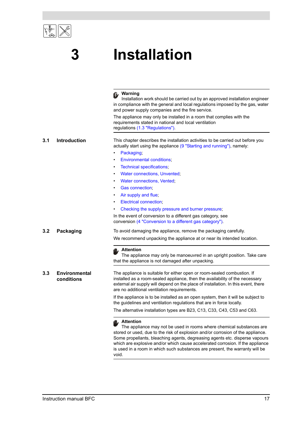 3 installation, Installation, Introduction | Packaging, Environmental conditions, 3installation | A.O. Smith 120 through 250 Series User Manual | Page 17 / 98