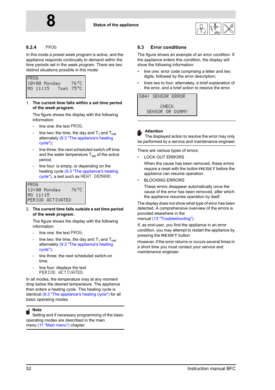 Error conditions, 8gis | A.O. Smith 120 through 250 Series User Manual | Page 52 / 98