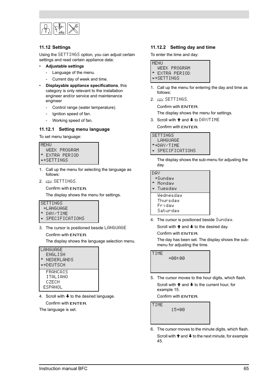 Settings | A.O. Smith 120 through 250 Series User Manual | Page 65 / 98