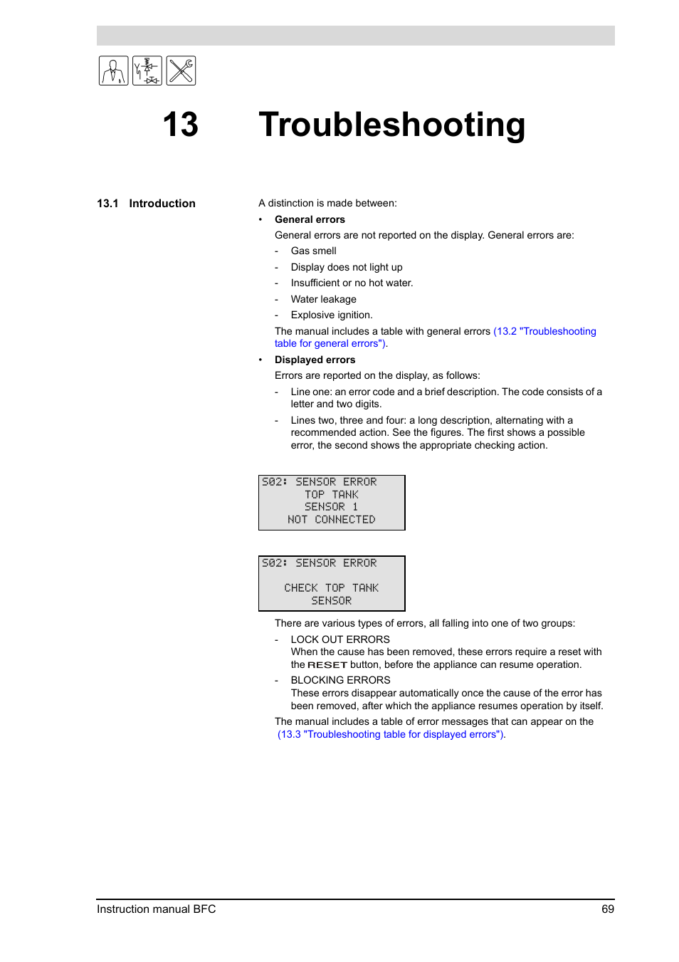 13 troubleshooting, Troubleshooting, Introduction | 13 "troubleshooting") | A.O. Smith 120 through 250 Series User Manual | Page 69 / 98