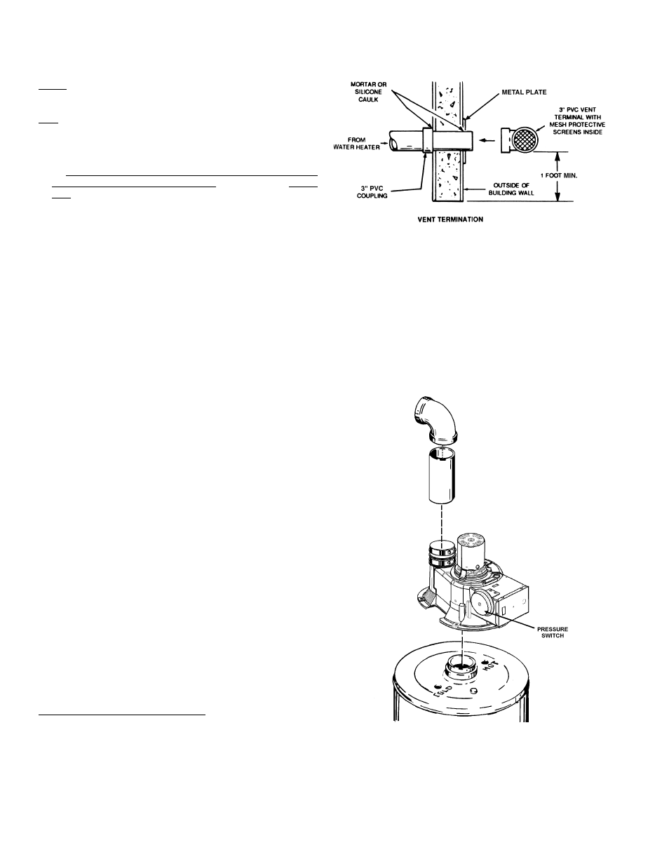 Installation of sidewall vent system, Vent terminal installation, sidewall, Preparation of blower assembly | A.O. Smith BTF-75 User Manual | Page 8 / 20