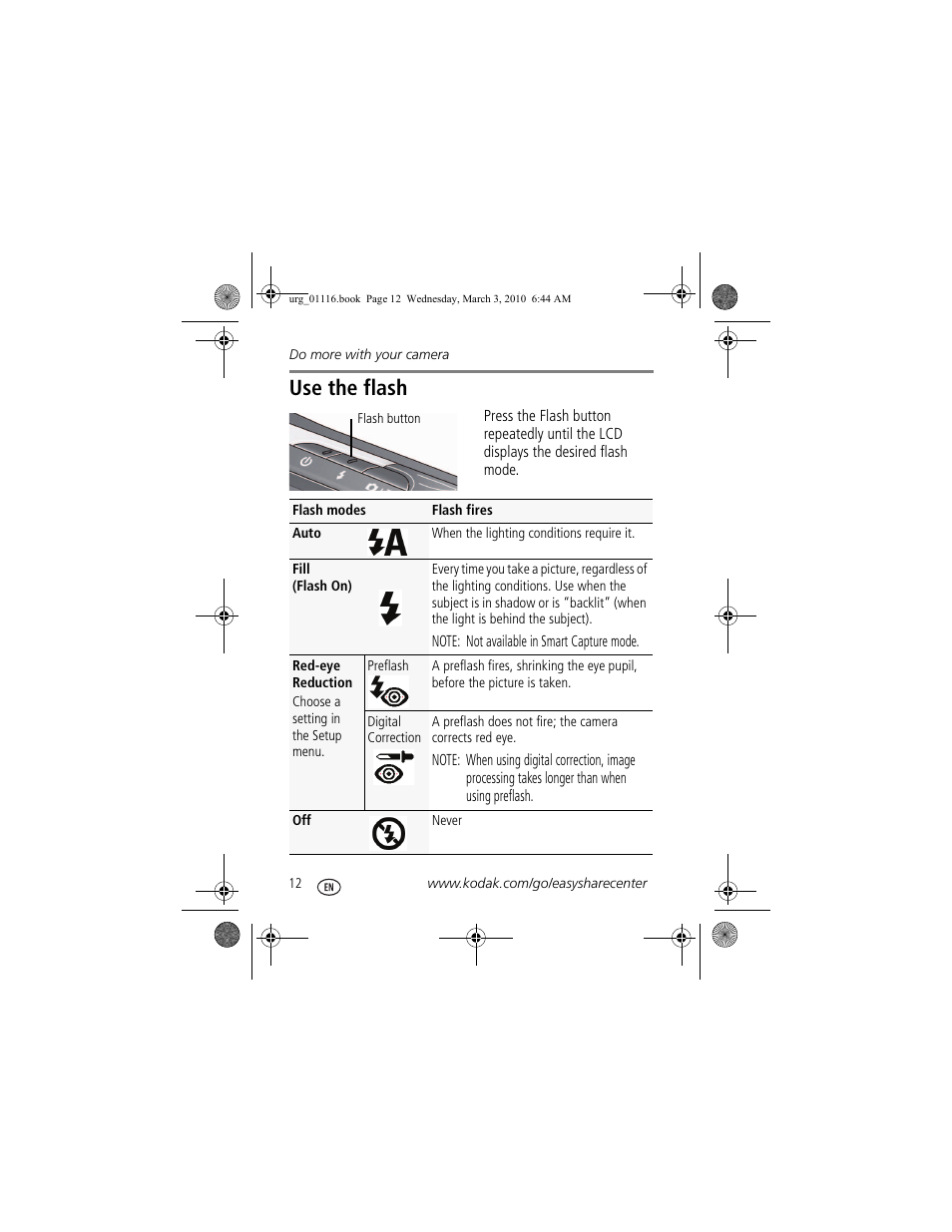 Use the flash | Kodak M575 User Manual | Page 12 / 28