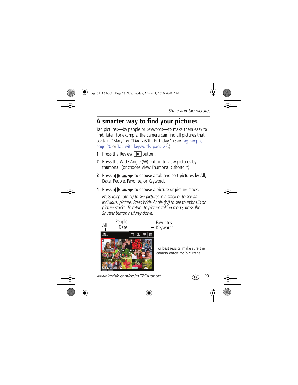 A smarter way to find your pictures | Kodak M575 User Manual | Page 23 / 28