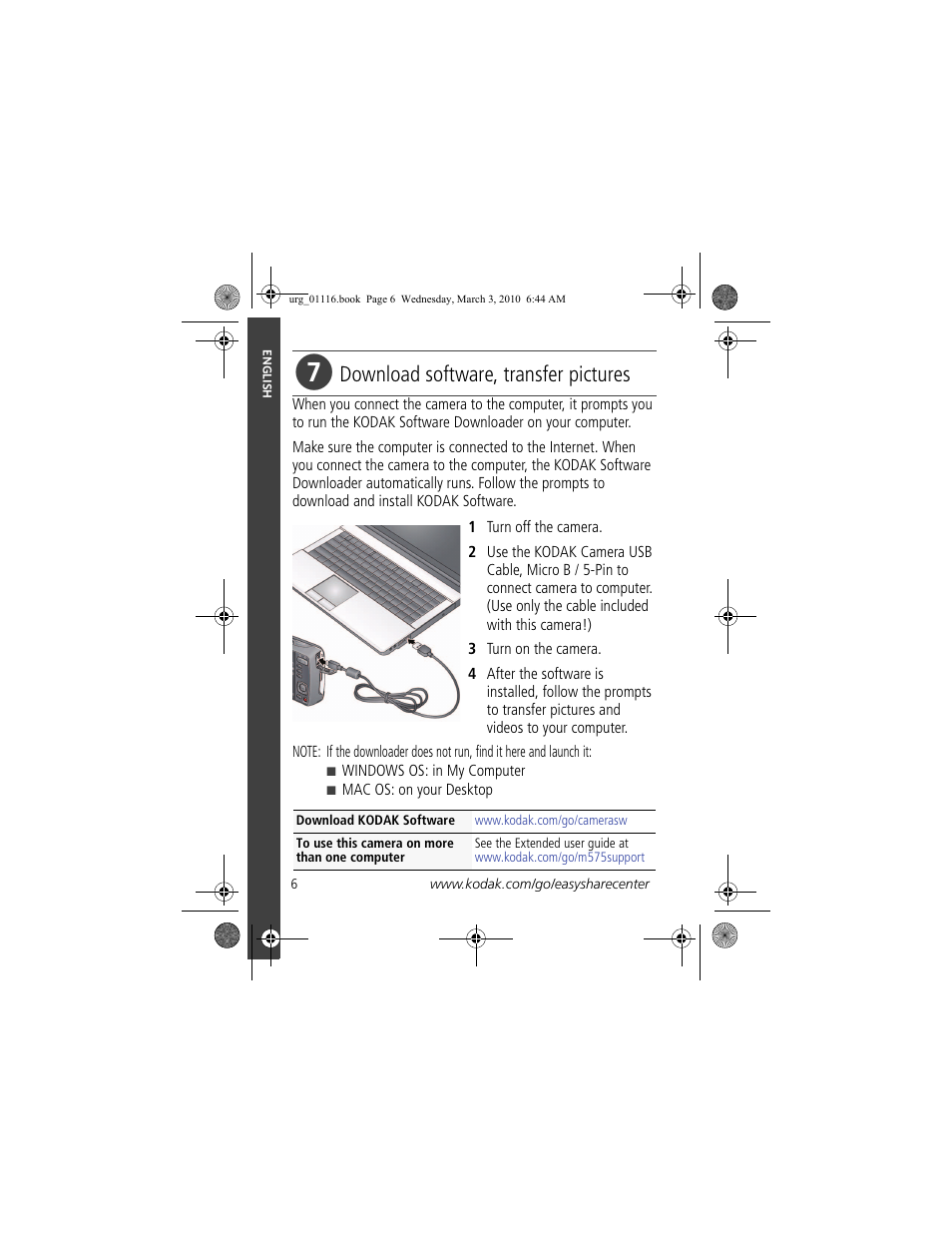 Download software, transfer pictures | Kodak M575 User Manual | Page 6 / 28