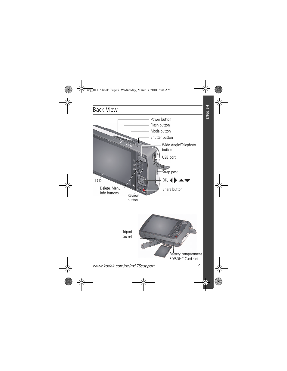 Back view | Kodak M575 User Manual | Page 9 / 28