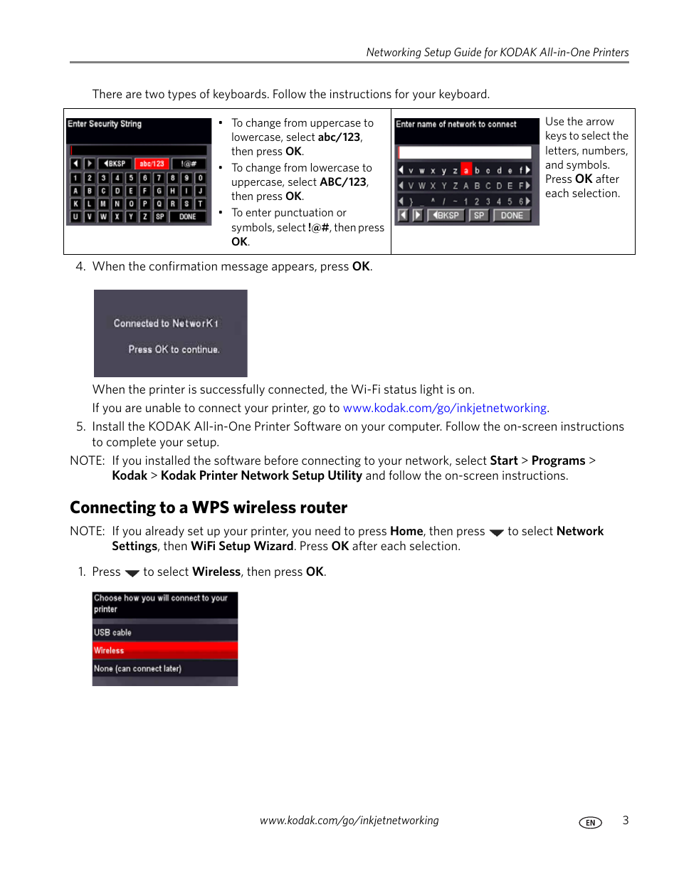 Connecting to a wps wireless router | Kodak ESP 7250 User Manual | Page 3 / 6