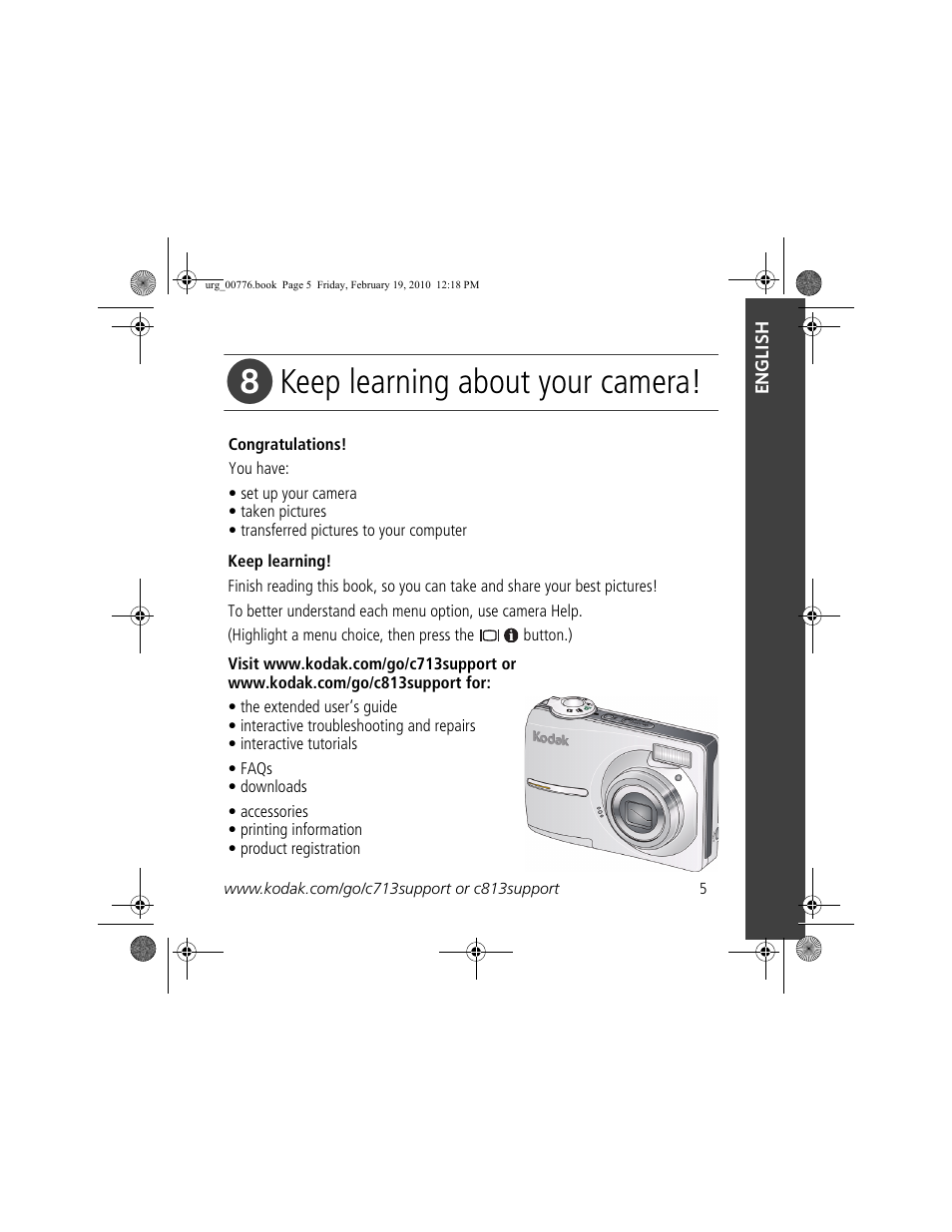 Keep learning about your camera | Kodak C713 User Manual | Page 5 / 26