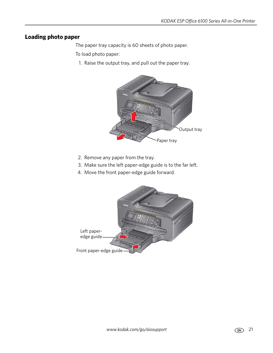 Loading photo paper | Kodak ESP Office 6150 User Manual | Page 27 / 94