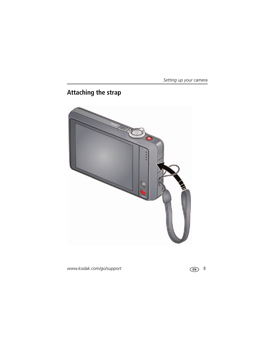 Attaching the strap | Kodak TOUCH M5370 User Manual | Page 17 / 81