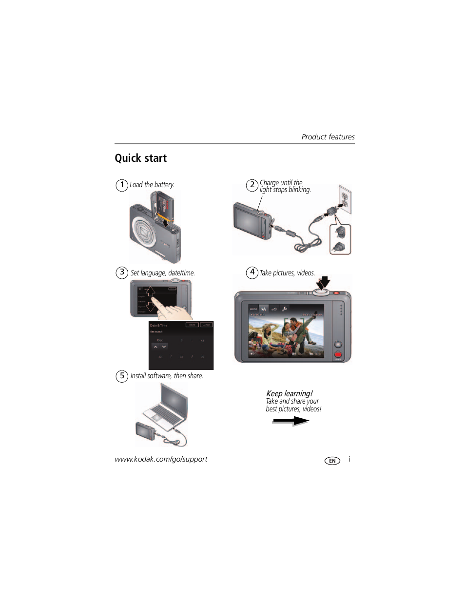Quick start | Kodak TOUCH M5370 User Manual | Page 3 / 81