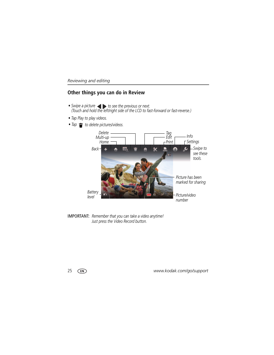 Other things you can do in review | Kodak TOUCH M5370 User Manual | Page 34 / 81
