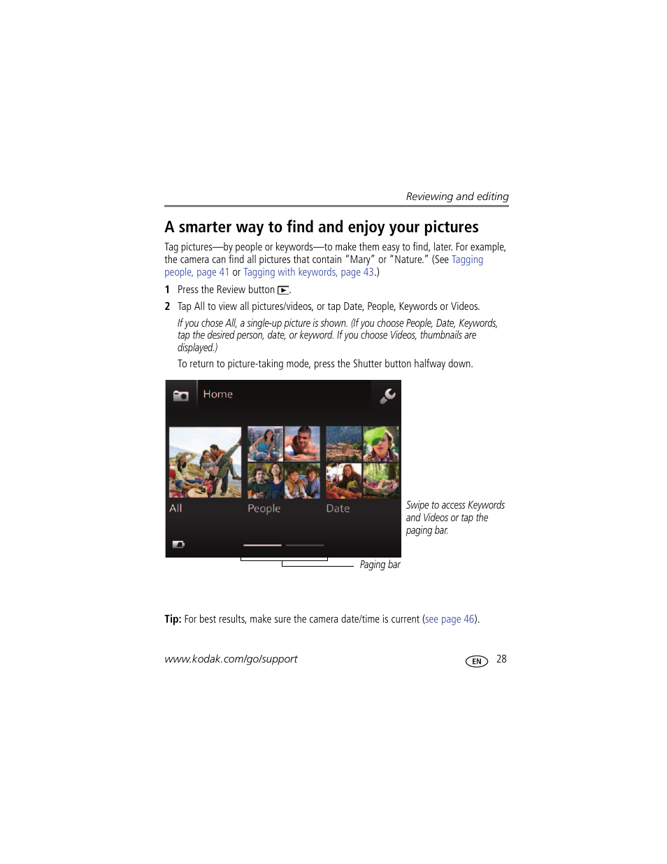 A smarter way to find and enjoy your pictures | Kodak TOUCH M5370 User Manual | Page 37 / 81