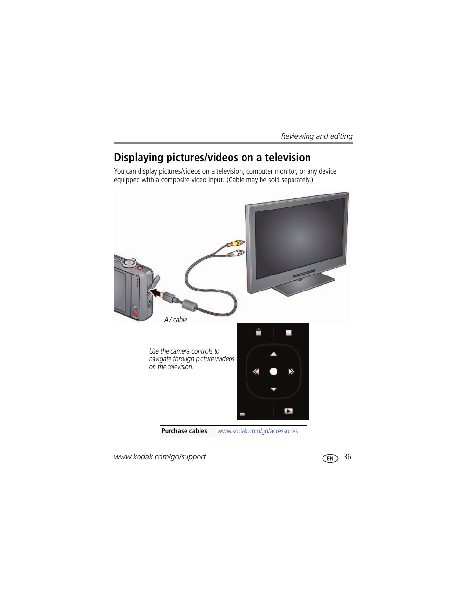 Displaying pictures/videos on a television | Kodak TOUCH M5370 User Manual | Page 45 / 81