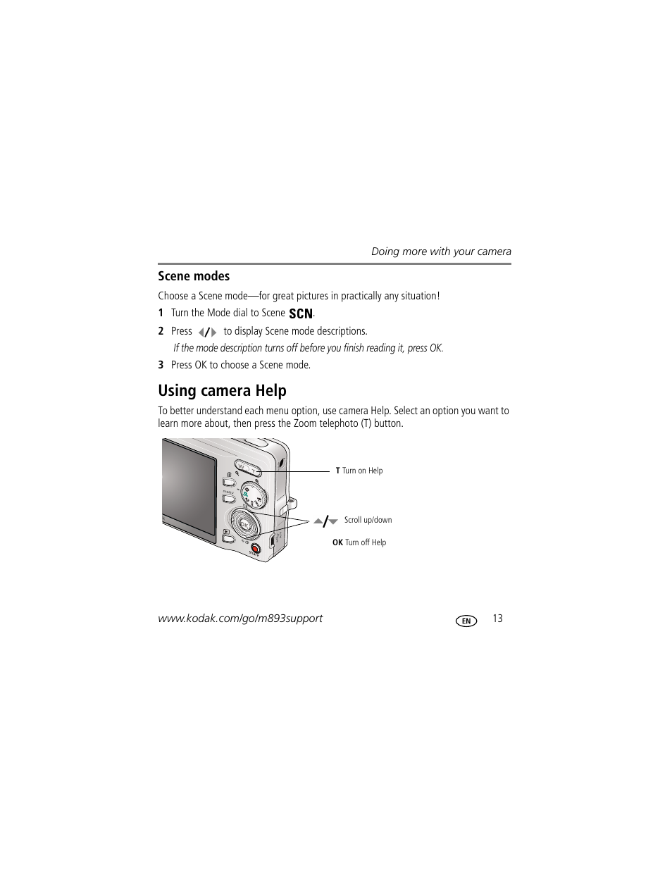 Using camera help | Kodak M893 IS User Manual | Page 13 / 29