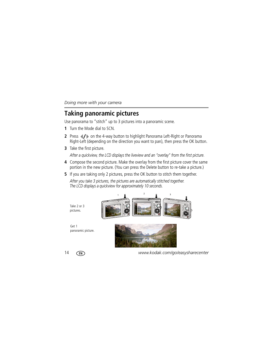 Taking panoramic pictures | Kodak M893 IS User Manual | Page 14 / 29