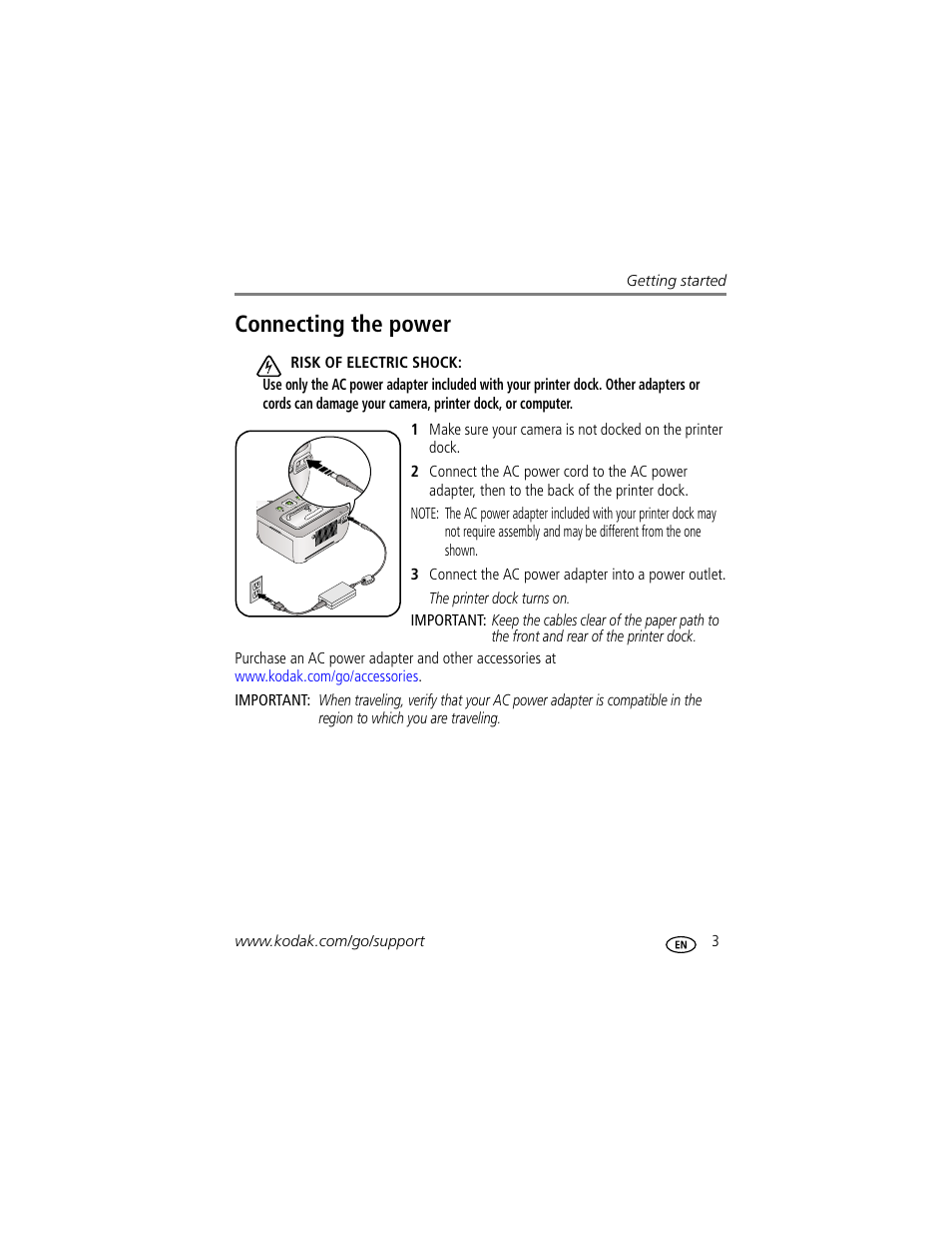 Connecting the power | Kodak G610 User Manual | Page 9 / 59