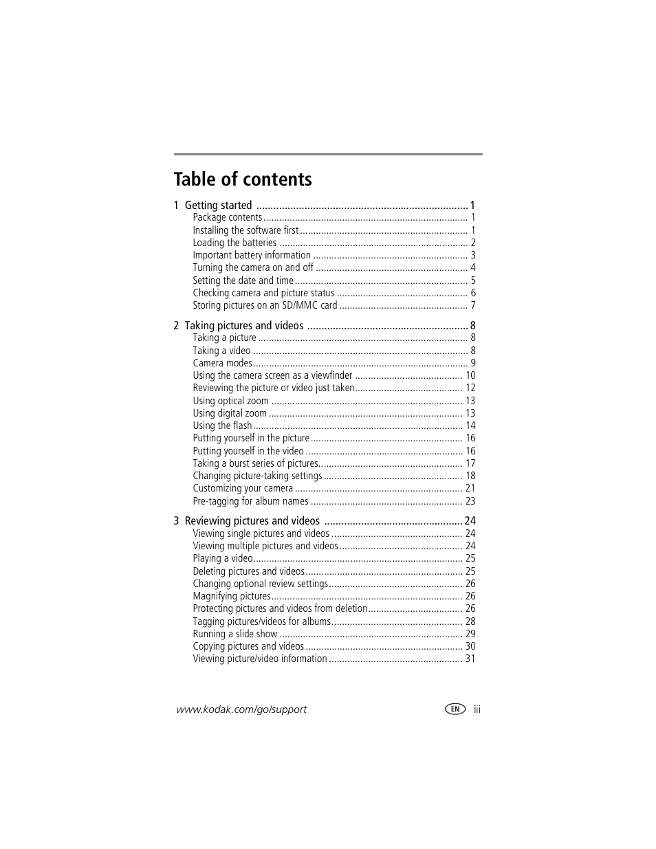 Kodak CX7530 User Manual | Page 5 / 67